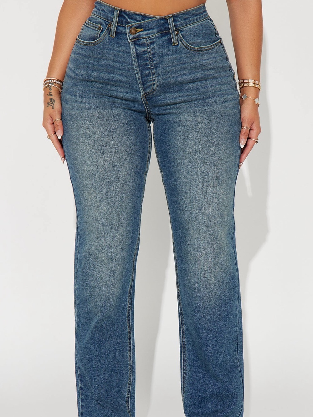 High-Rise Straight Leg Women's Jeans - Blue